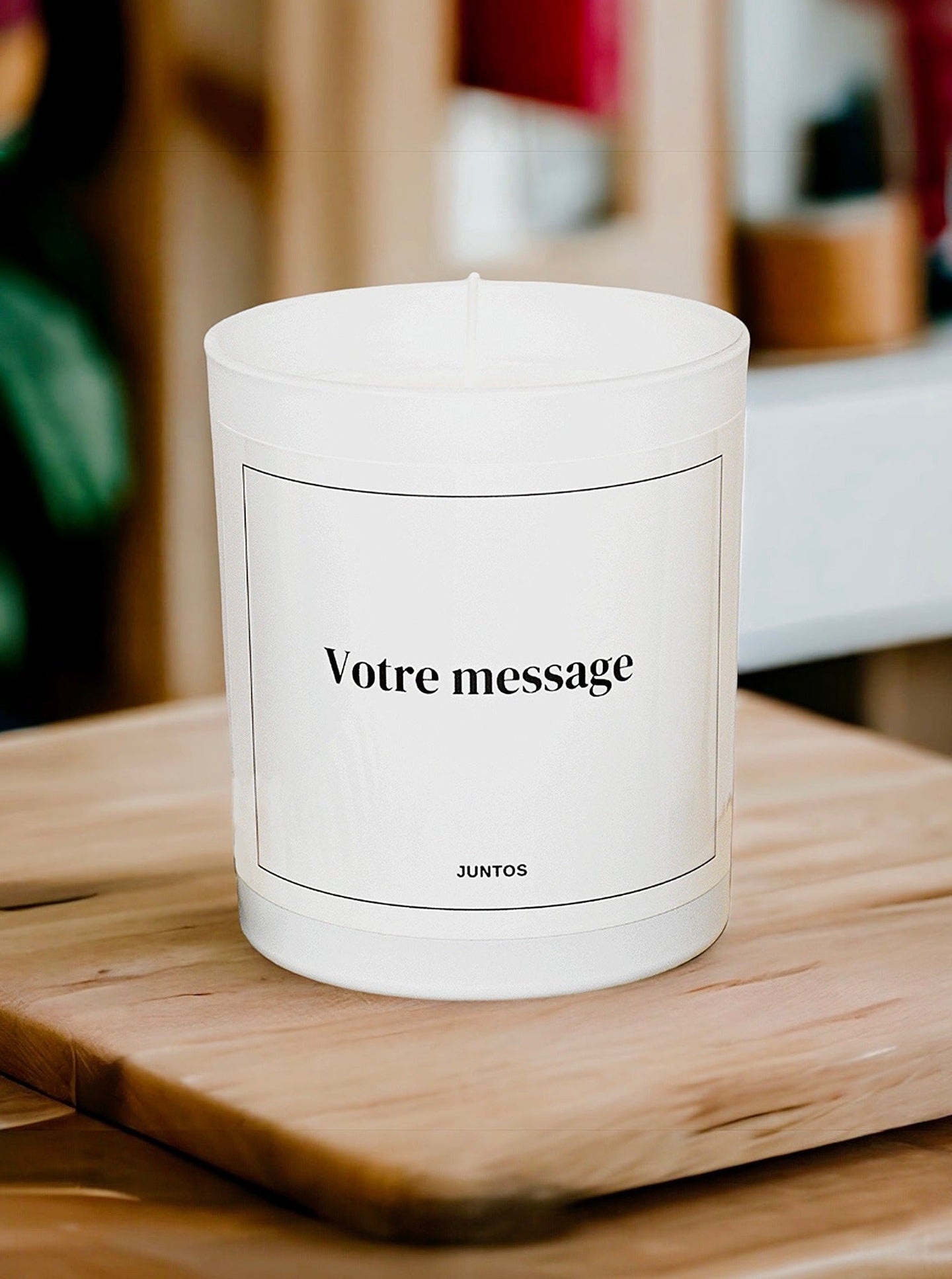 Bougie Message Personnalisé – Pot Blanc - JUNTOS
