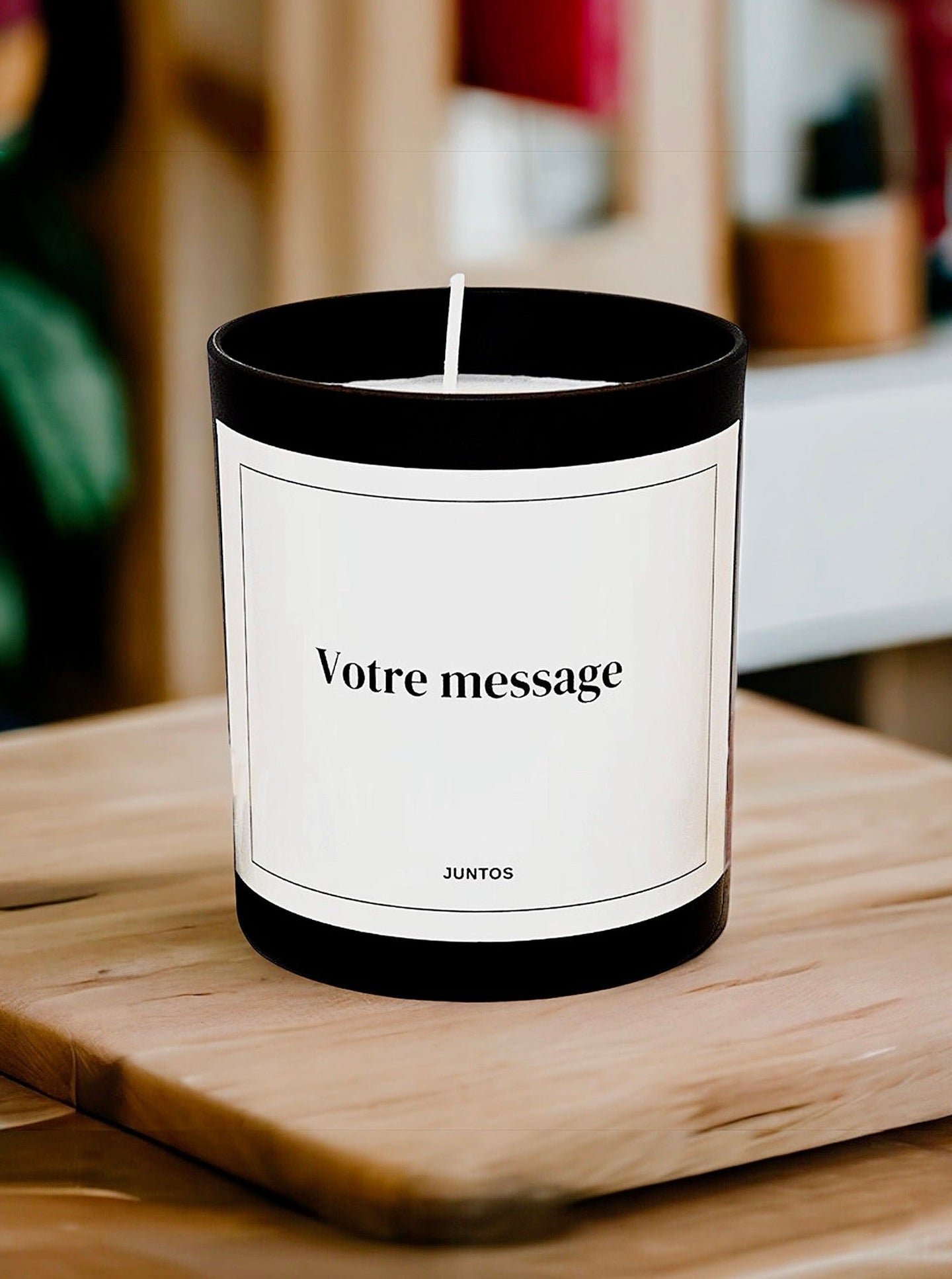 Bougie Message Personnalisé – Pot Noir - JUNTOS