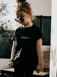 T-shirt Fille noir en coton bio - Chiquita - JUNTOS