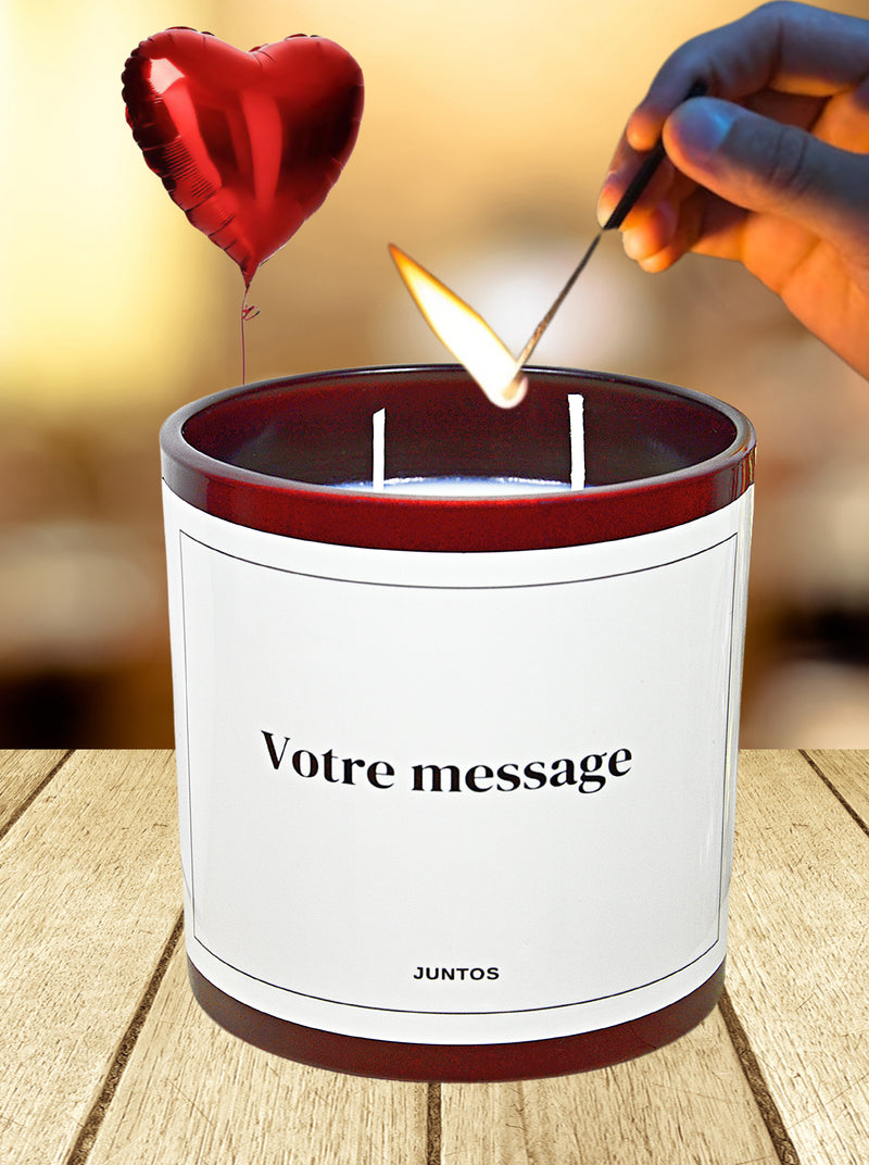 Bougie parfumée – Message personnalisé – Ballon "coeur" offert - Pot 55CL