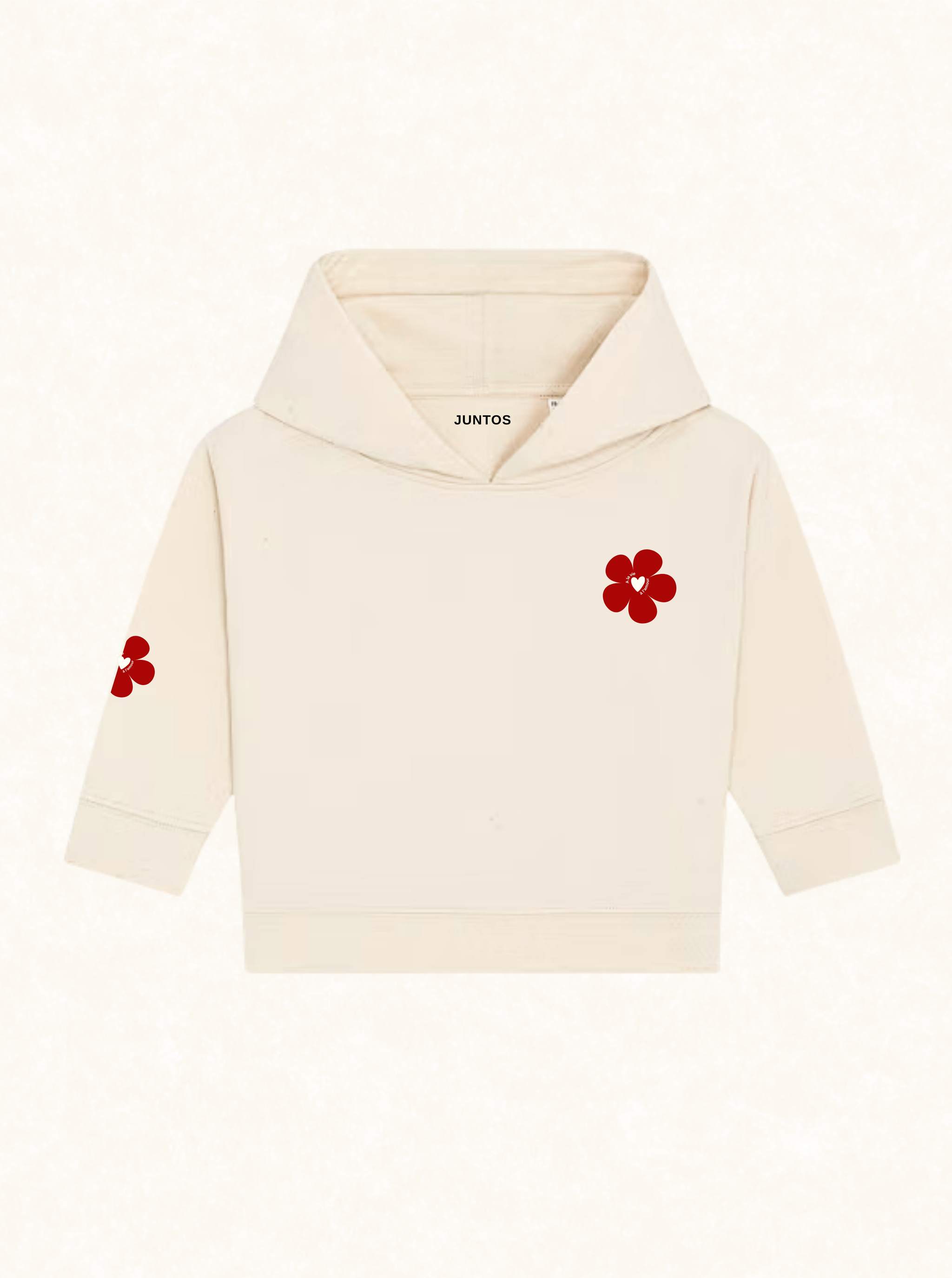 Sweat bébé beige avec motif floral bordeaux et cœur imprimé
