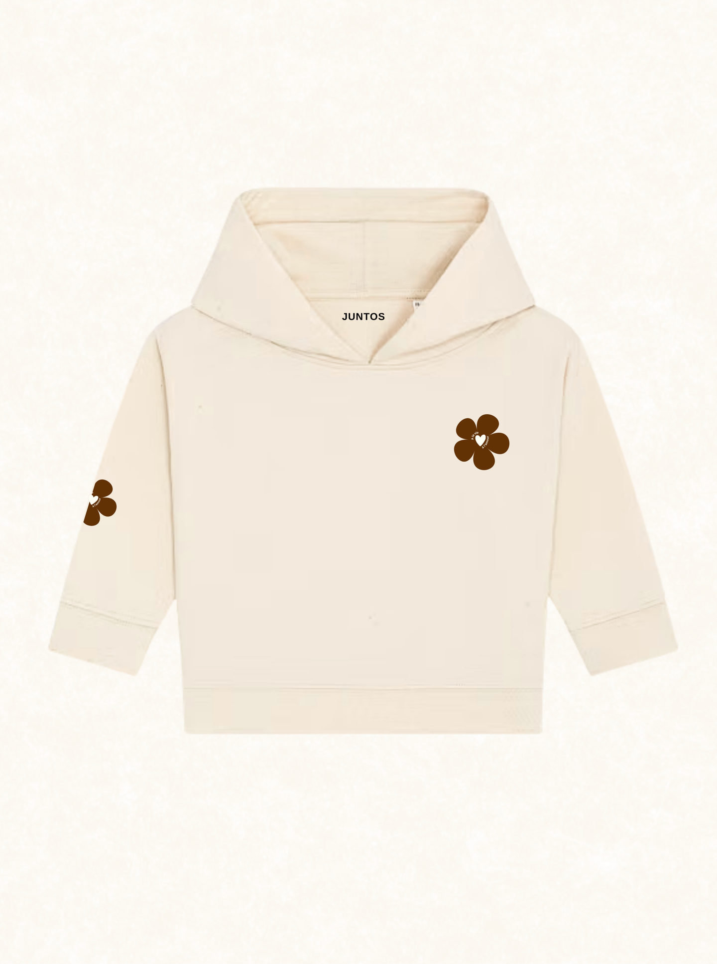 Sweat bébé beige – Motif floral camel | 100% coton bio