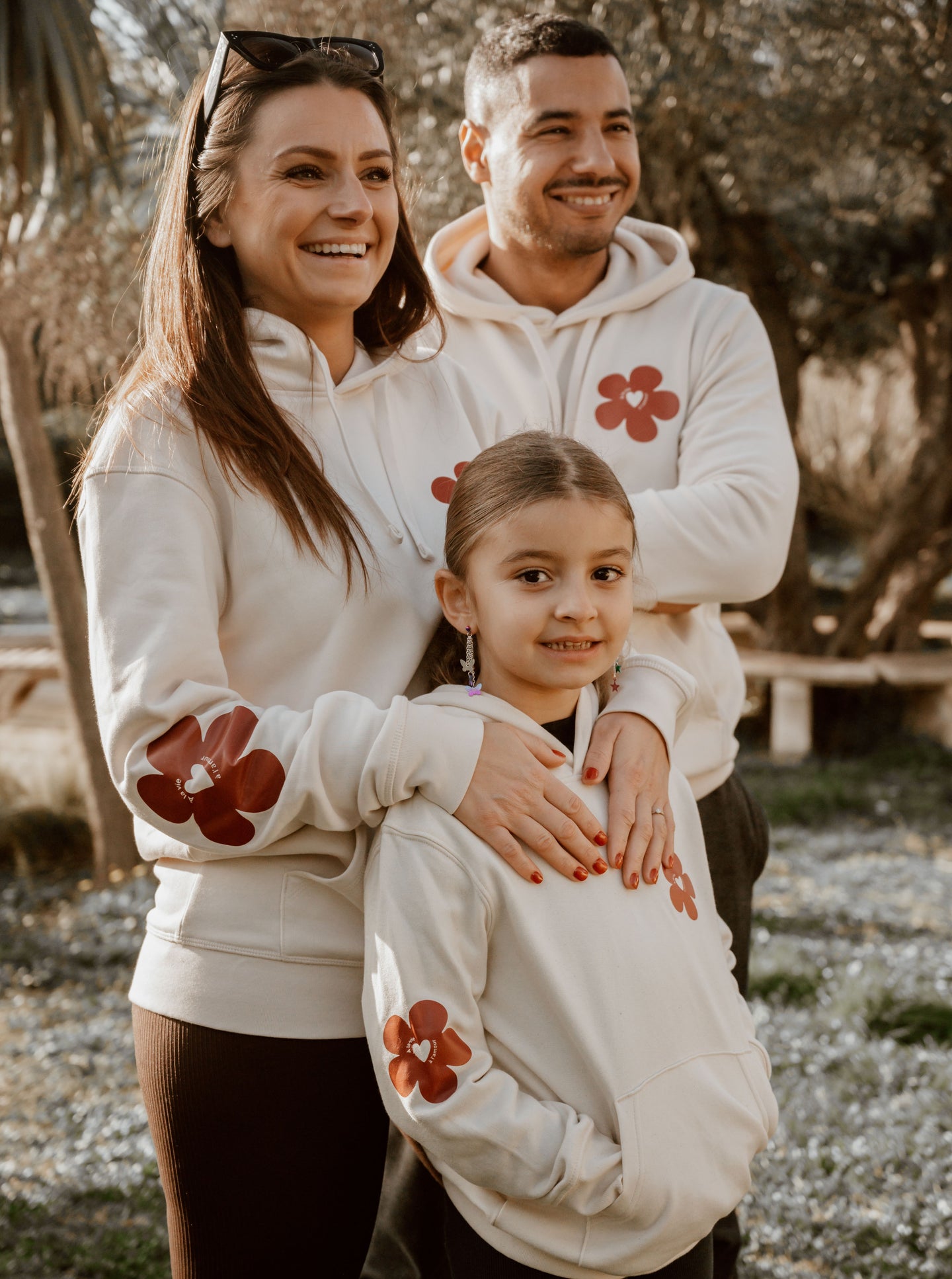 Duo de sweats assortis Parent & Enfant avec motif floral bordeaux