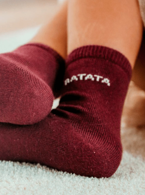 Chaussette bébé mixte bordeaux "BATATA", profitez de la livraison offerte dès 50€ d'achats !