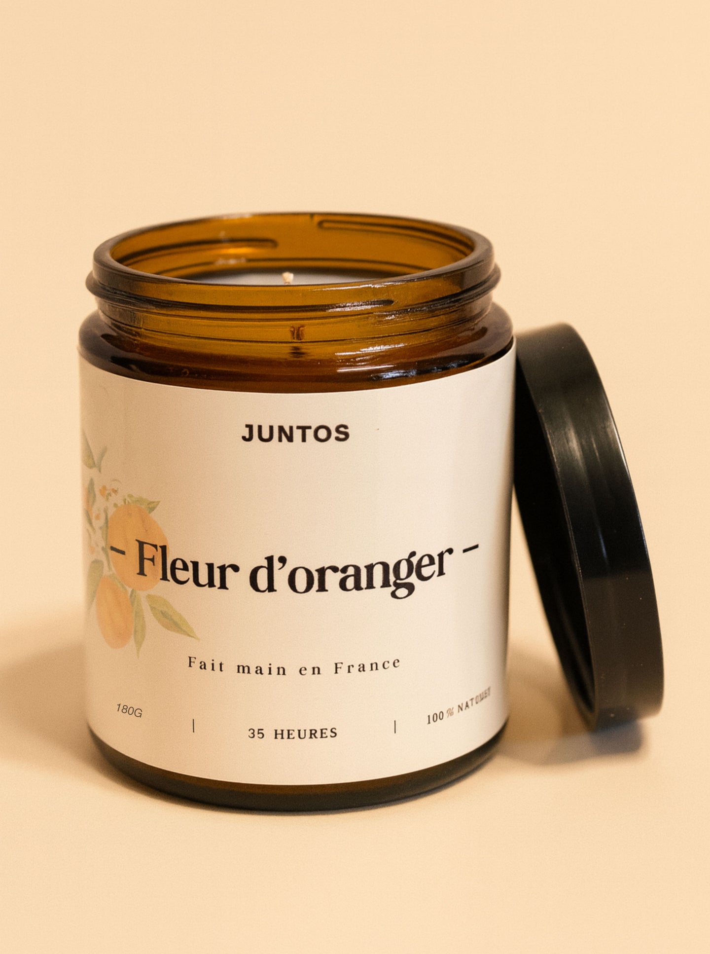 Bougie parfumée à la fleur d'oranger, cire végétale, parfum de Grasses, pot réutilisable