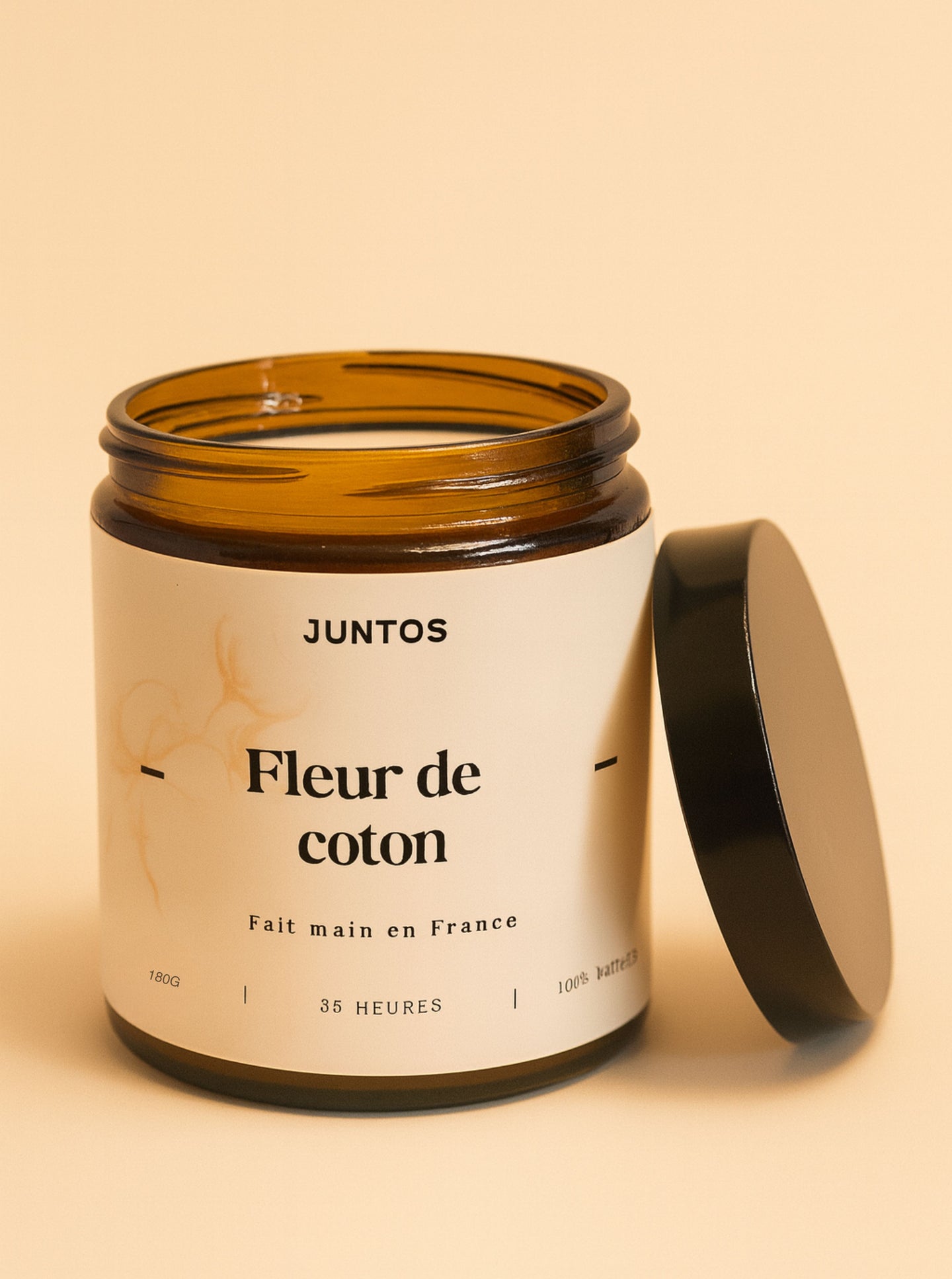 Bougie parfumée à la fleur de coton, cire végétale, parfum de Grasses, pot réutilisable