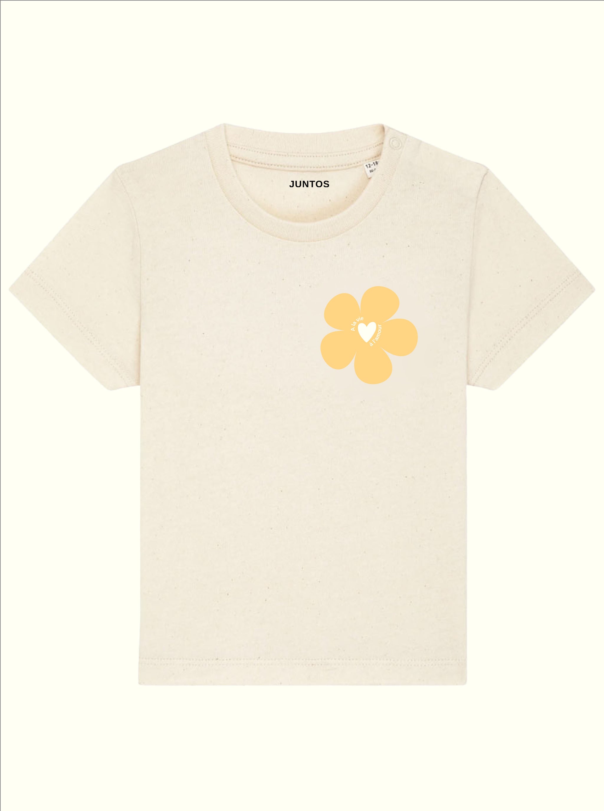 T-shirt Bébé Beige "A la vie à l'amour" - Jaune