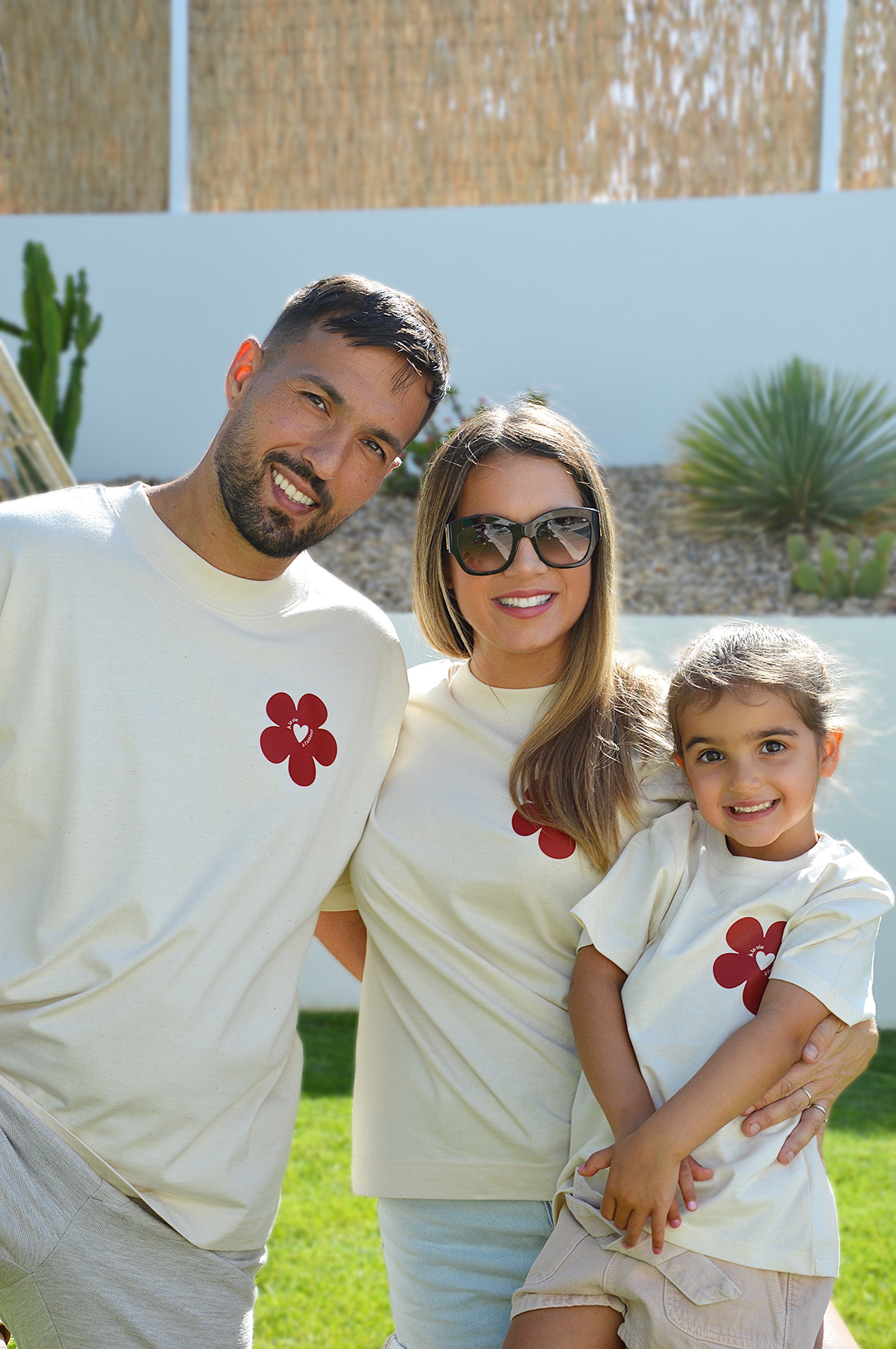 T-shirt Enfant Beige "A la vie à l'amour" - Bordeaux