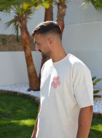 T-shirt Homme Beige "A la vie à l'amour" - Rose