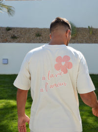 T-shirt Homme Beige "A la vie à l'amour" - Rose