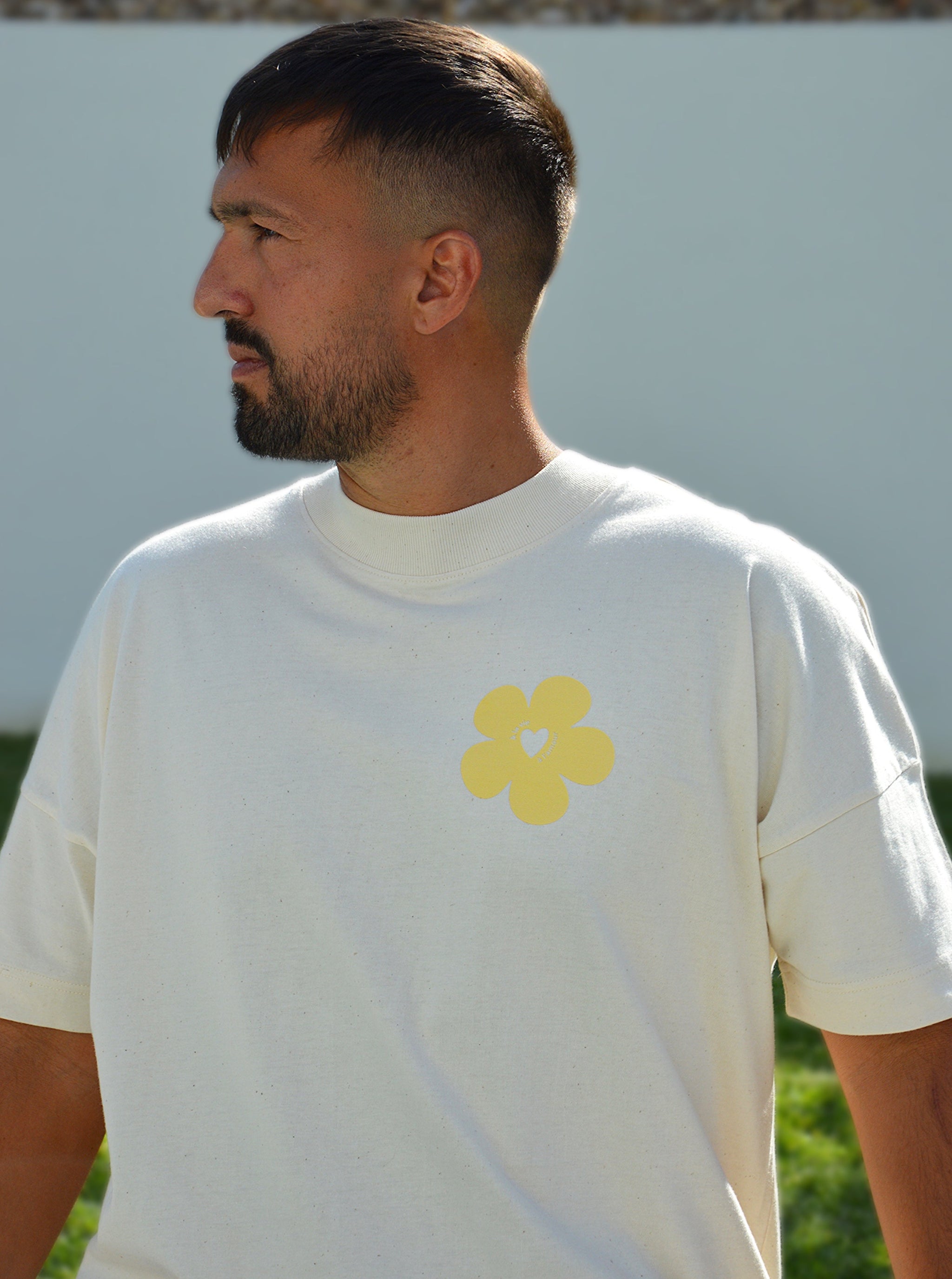 T-shirt Homme Beige "A la vie à l'amour" - Jaune