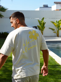 T-shirt Homme Beige "A la vie à l'amour" - Jaune