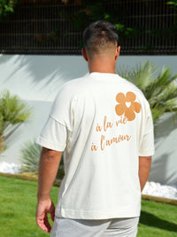 T-shirt Homme Beige "A la vie à l'amour" - Camel