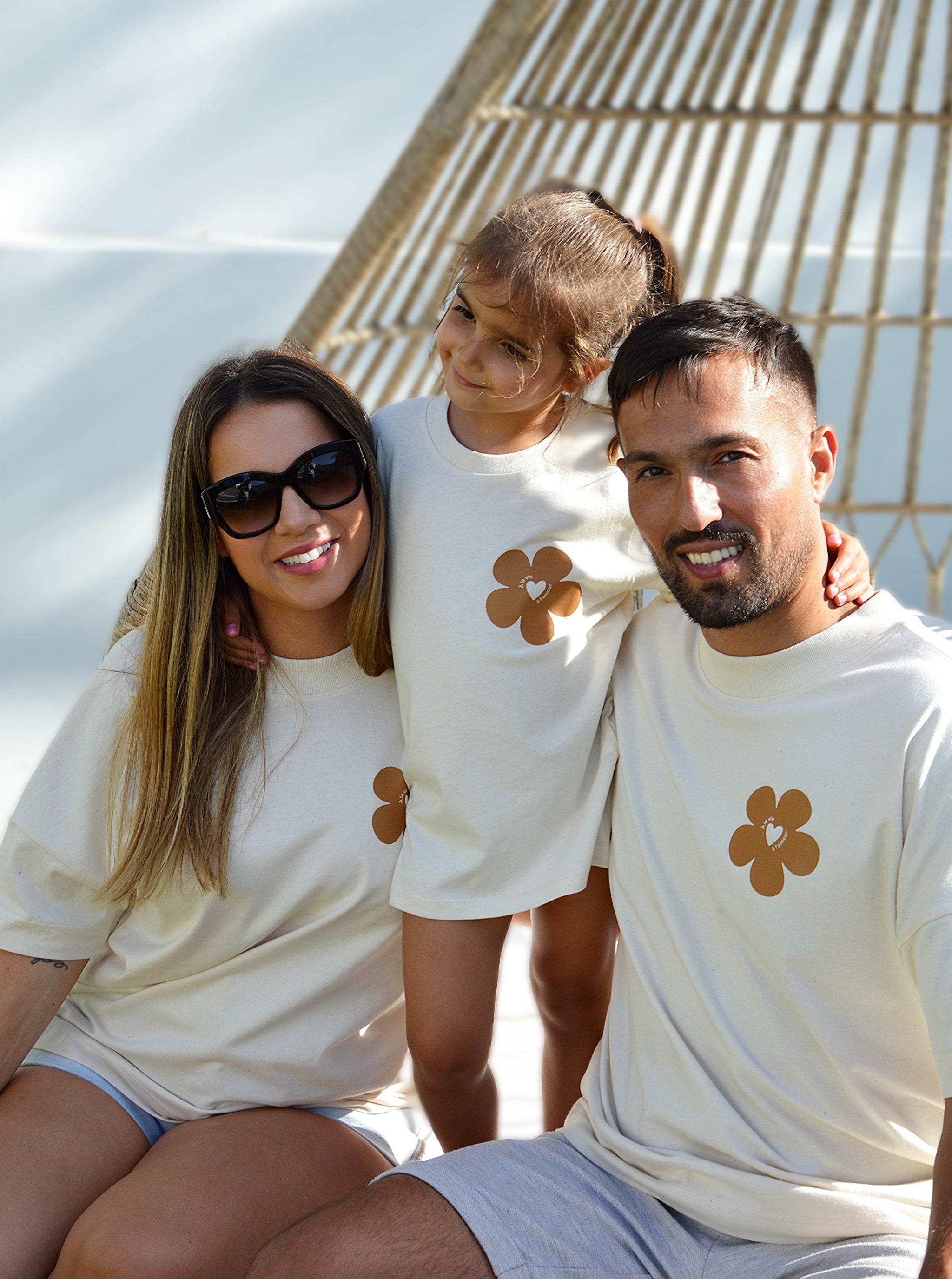 Duo t-shirts assortis pour parents "À la vie, à l'amour" - Camel