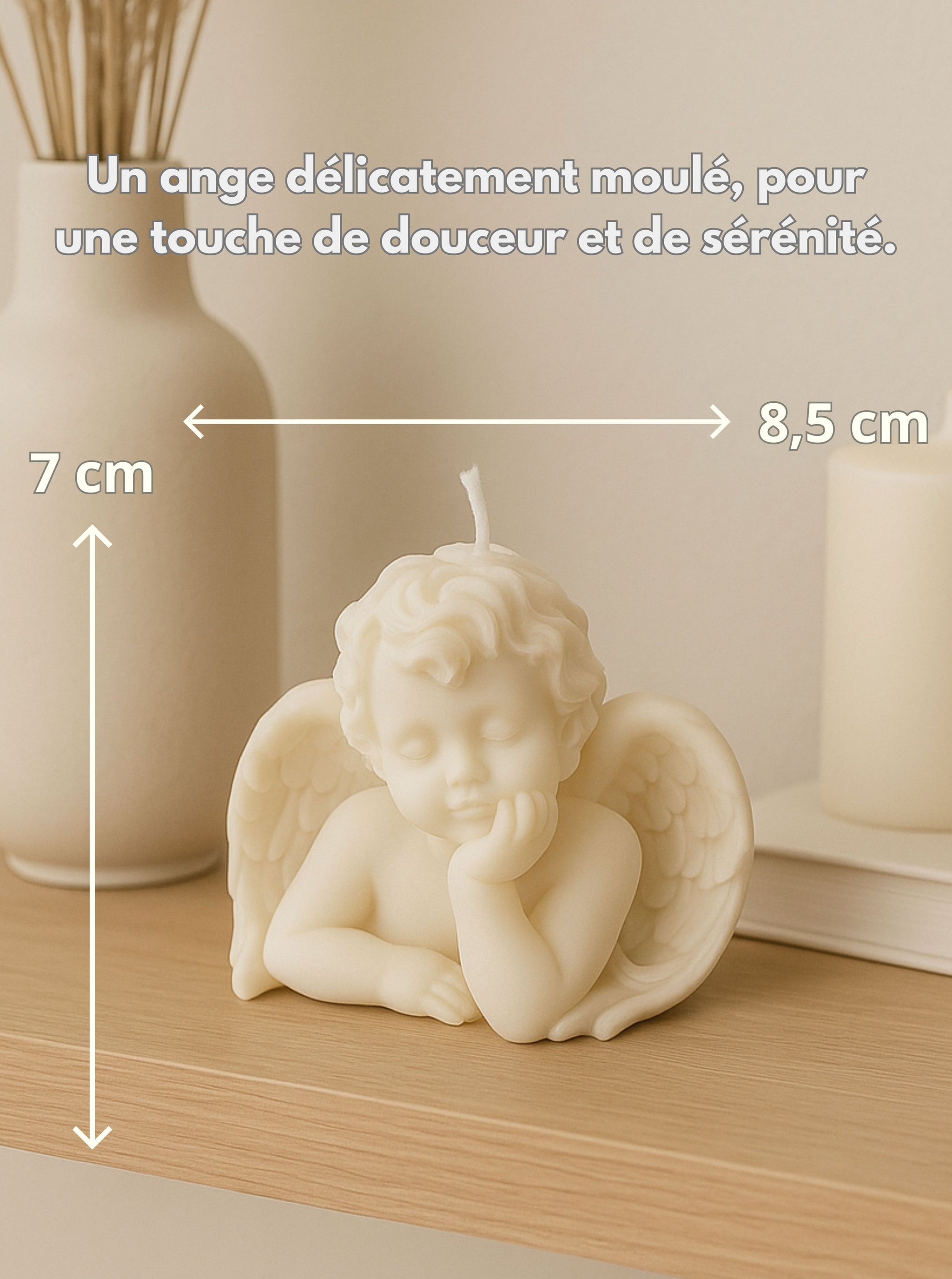 Bougie ange moulée en cire végétale 100% naturelle et parfumée