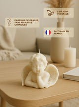 Bougie ange décorative en cire végétale, ambiance apaisante