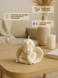 Bougie ange décorative en cire végétale, ambiance apaisante