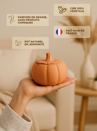 Bougie citrouille en jesmonite, décoration automnale et Halloween
