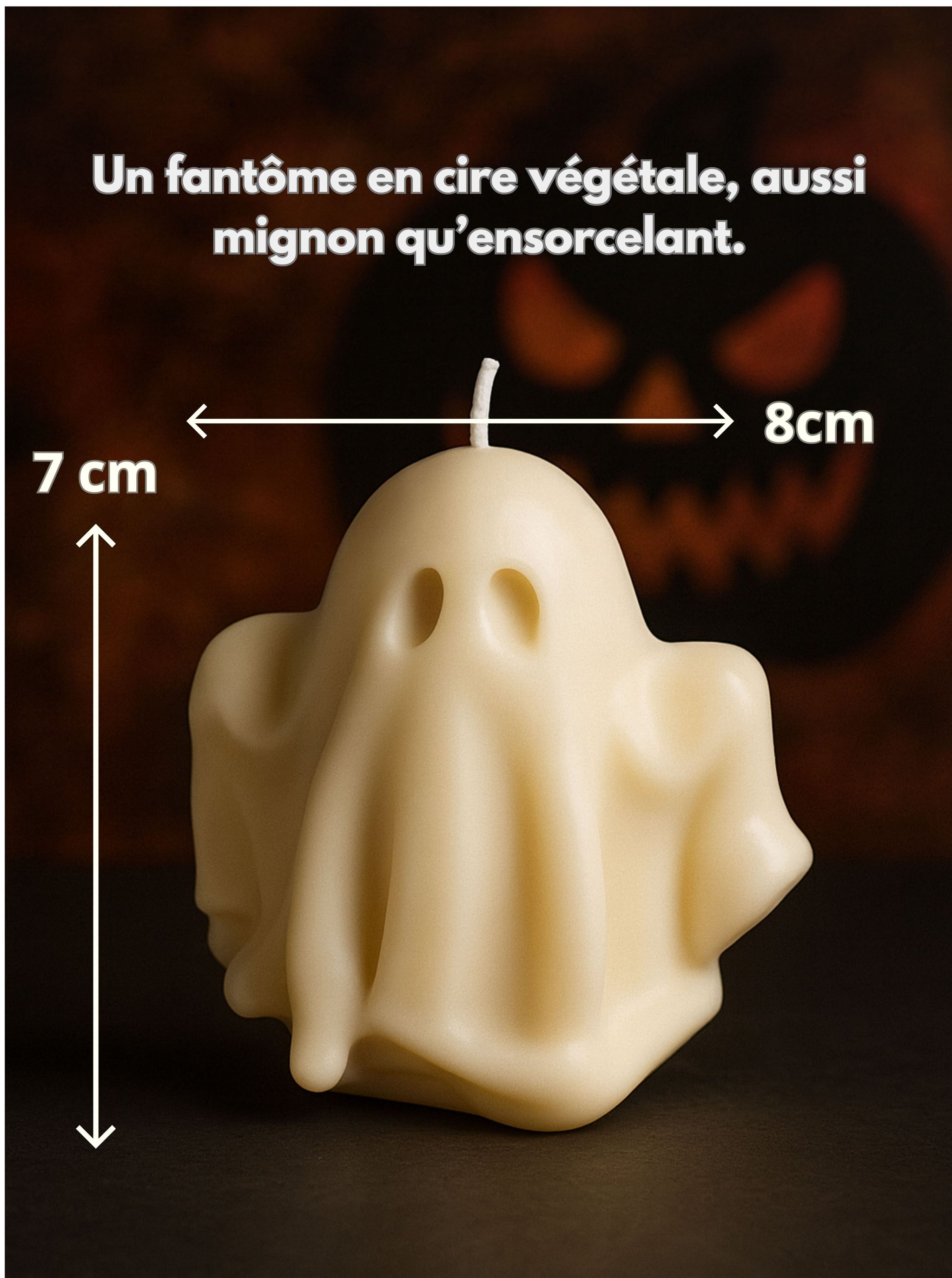Bougie fantôme moulée avec cire végétale naturelle et parfum de Grasse