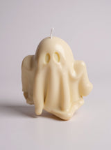 Bougie fantôme moulée en cire végétale, décoration Halloween artisanale