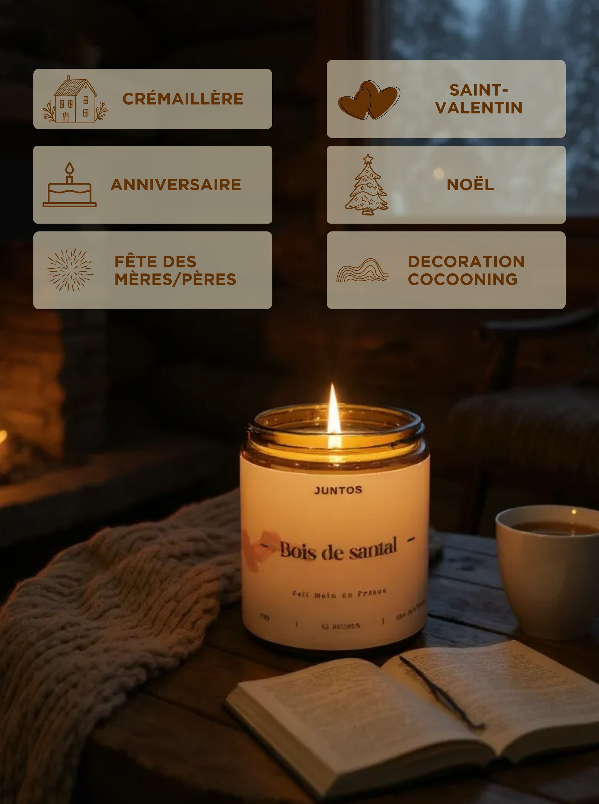 Bougie Parfumée Bois de Santal – Cire Naturelle & Fabrication Artisanale