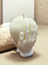 Bougie Parfumée "Mains du Cœur" Blanche – Cire Végétale & Fait Main - JUNTOS