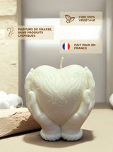 Bougie Parfumée "Mains du Cœur" Blanche – Cire Végétale & Fait Main - JUNTOS