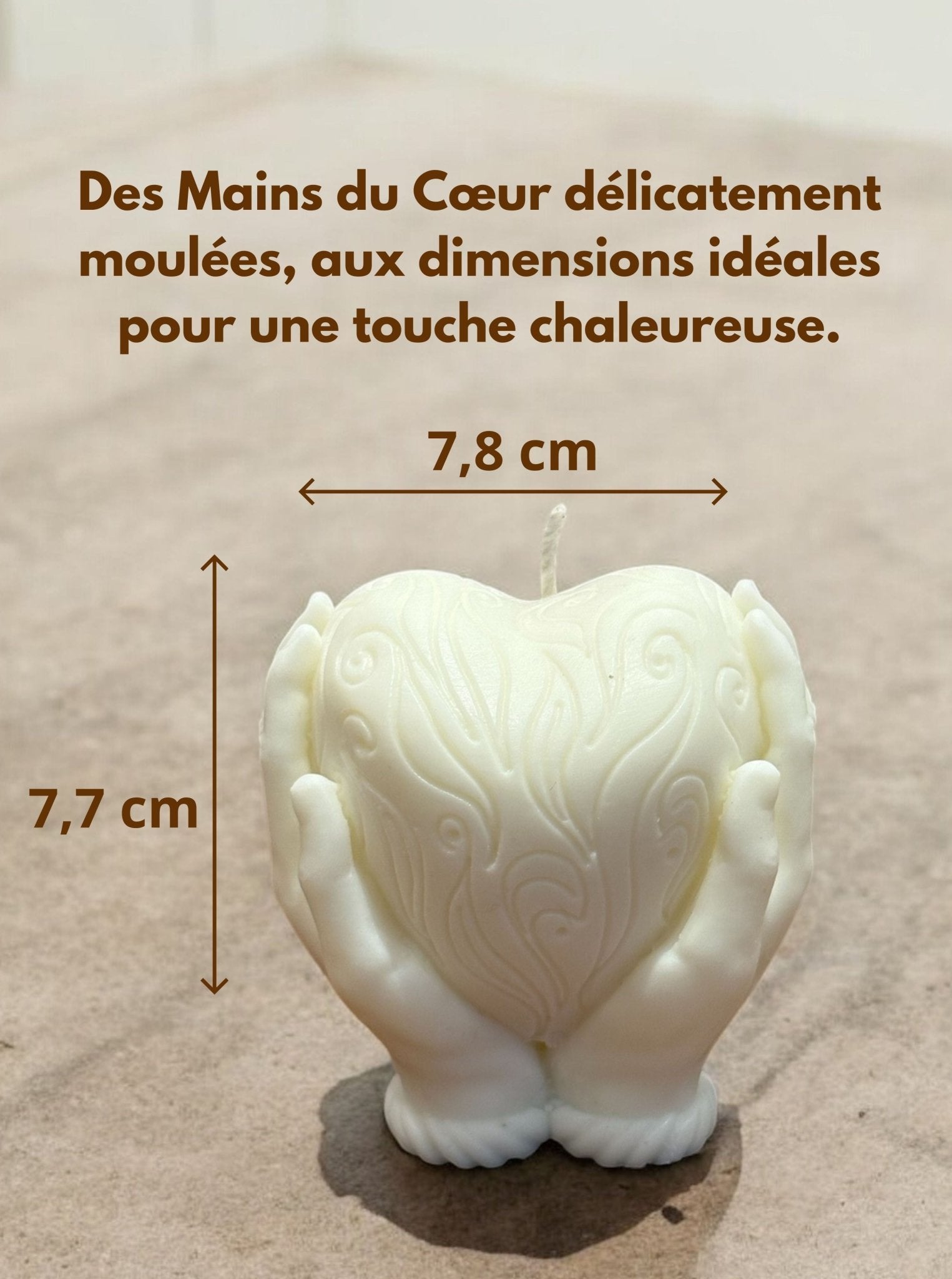 Bougie Parfumée "Mains du Cœur" Blanche – Cire Végétale & Fait Main - JUNTOS