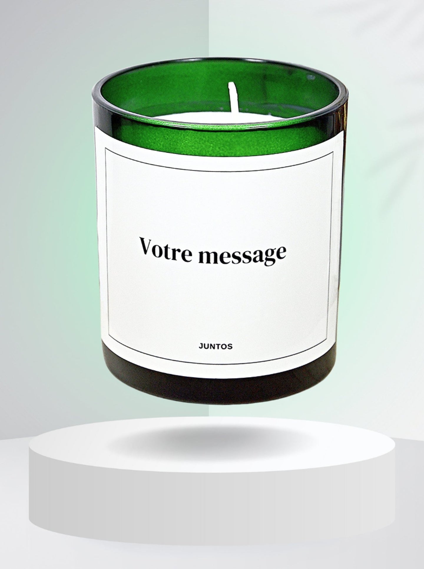 Bougie parfumée – Message personnalisé – Pot vert réutilisable 20CL - JUNTOS