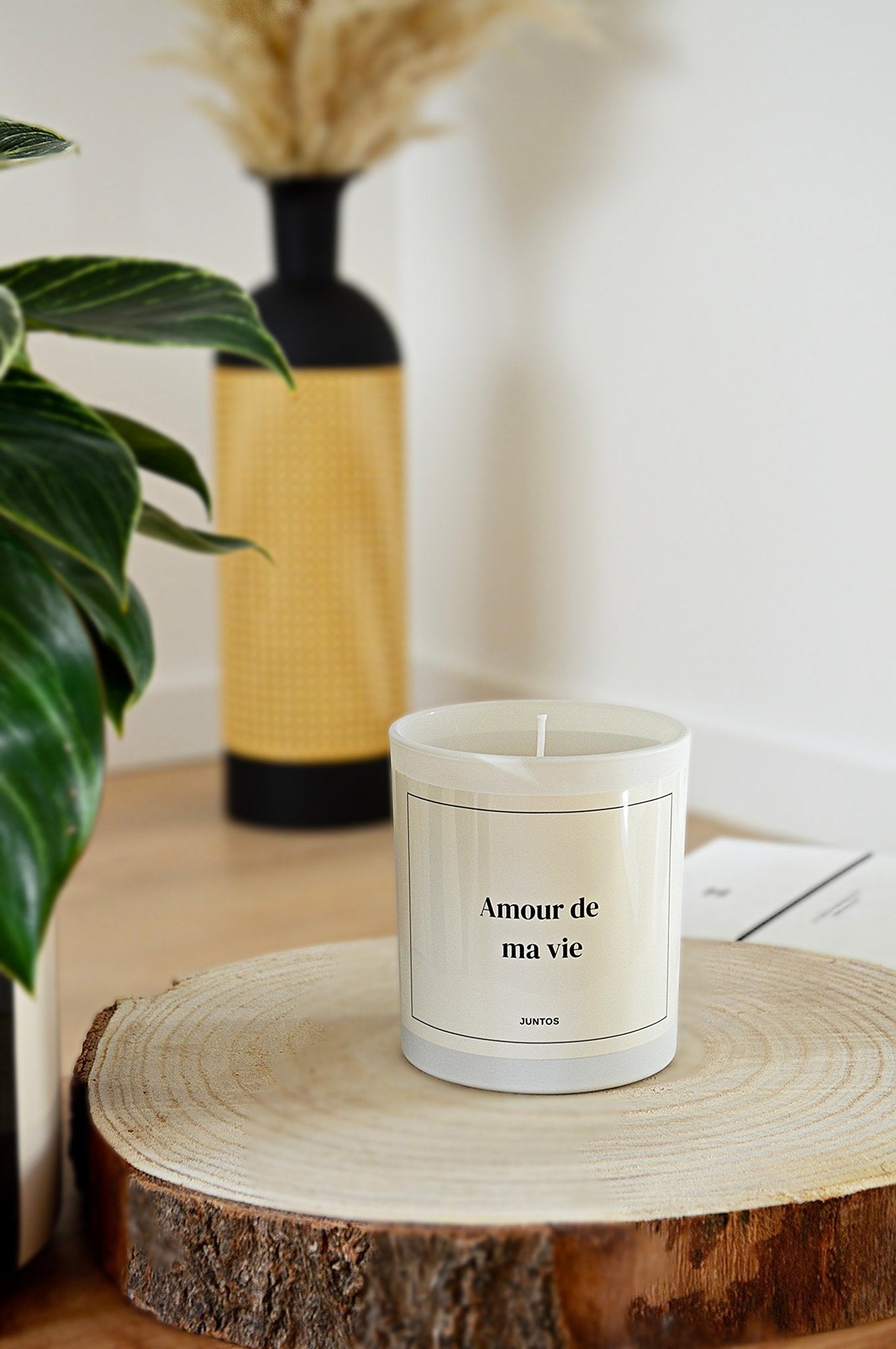 Bougie Parfumée Personnalisée avec votre Message - Pot blanc - JUNTOS