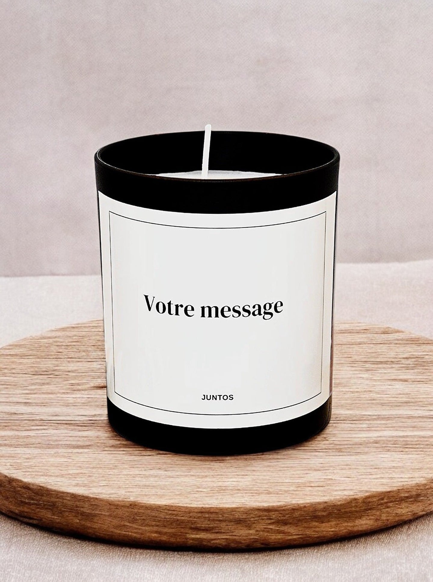 Bougie Parfumée Personnalisée avec votre Message - Pot noir - JUNTOS