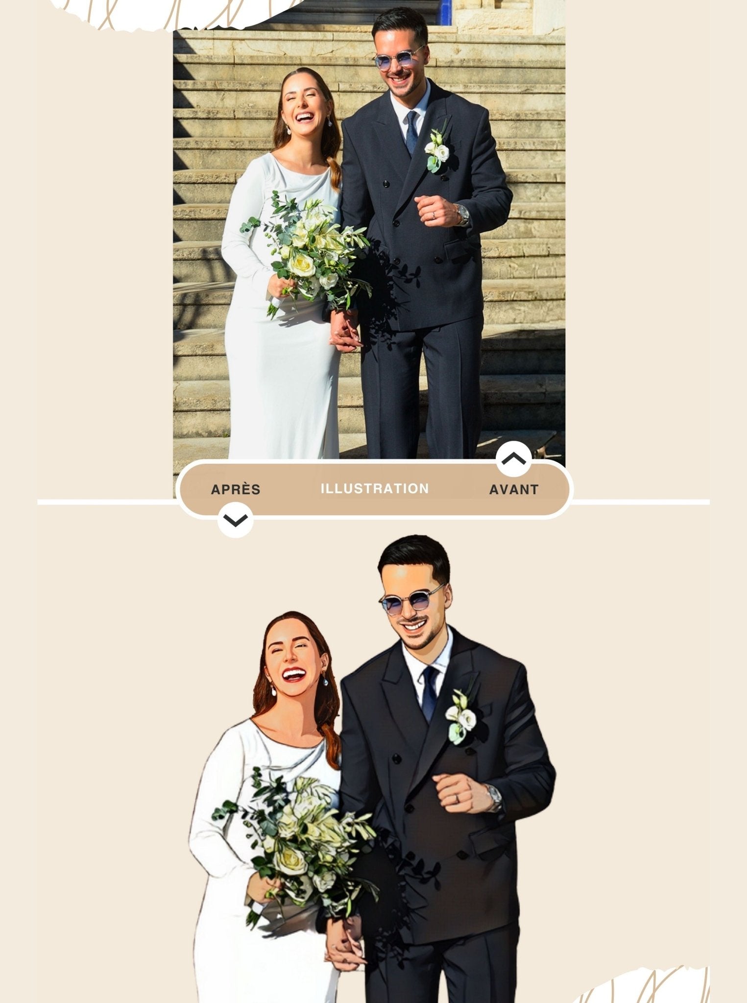Avant / Après de l'illustration réalisée à partir d'une photo