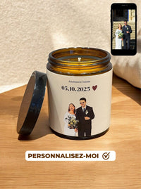 Bougie Personnalisée avec Photo – Un Cadeau Unique & Inoubliable (175g) - JUNTOS