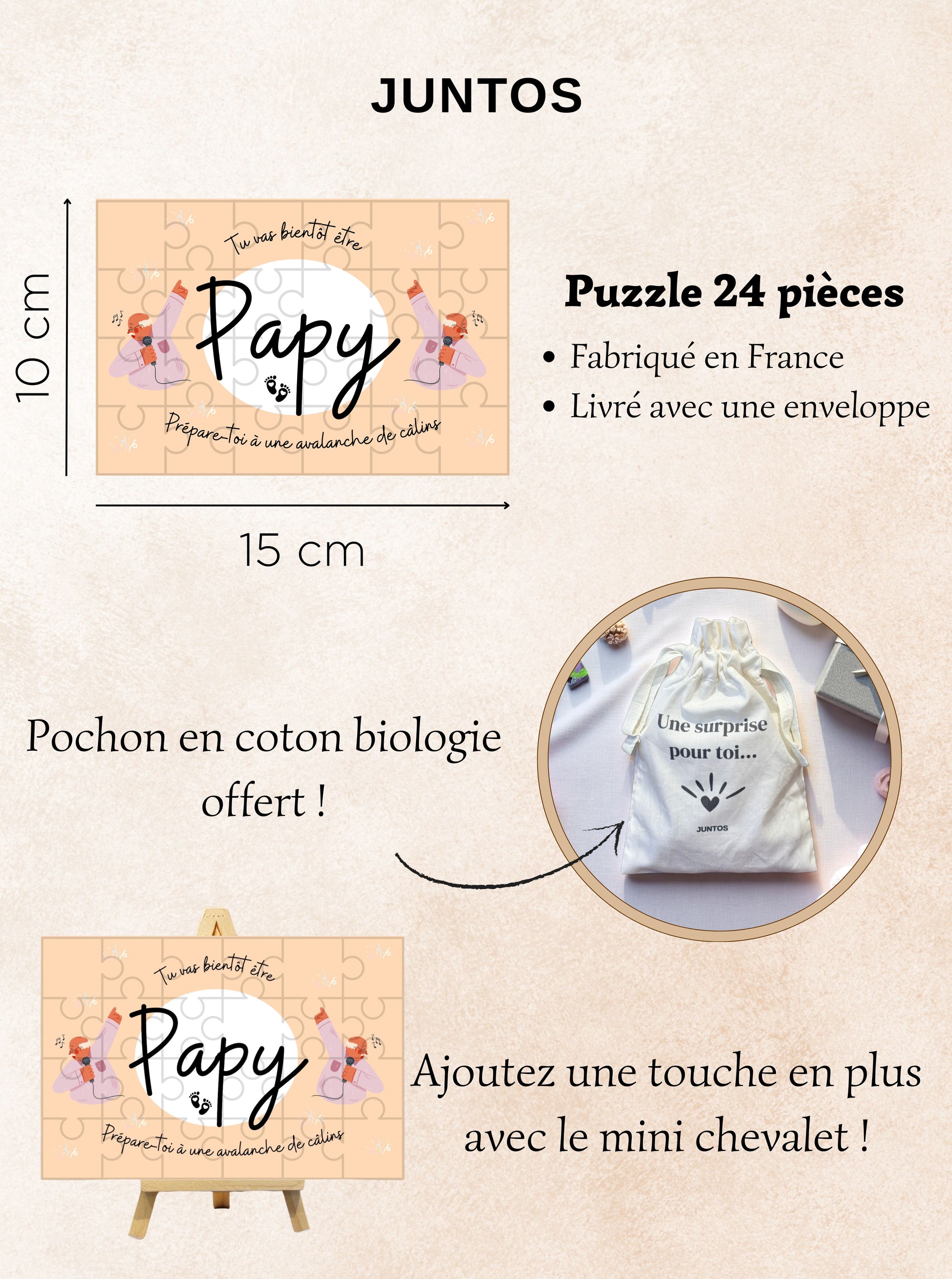 Cadeau tendre pour futur papy avec un puzzle personnalisé 24 pièces