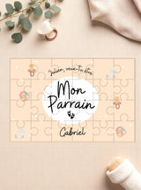 Détail des 24 pièces du puzzle prénom parrain