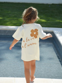 Duo de T-shirts Parent/Enfant "A la vie, à l'amour" - Camel - JUNTOS