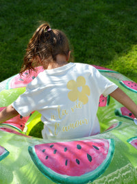 Duo de T-shirts Parent/Enfant "A la vie, à l'amour" - Jaune - JUNTOS