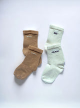 Duo paires de chaussettes bébé à messages tricotés - JUNTOS