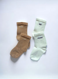 Duo paires de chaussettes bébé à messages tricotés - JUNTOS