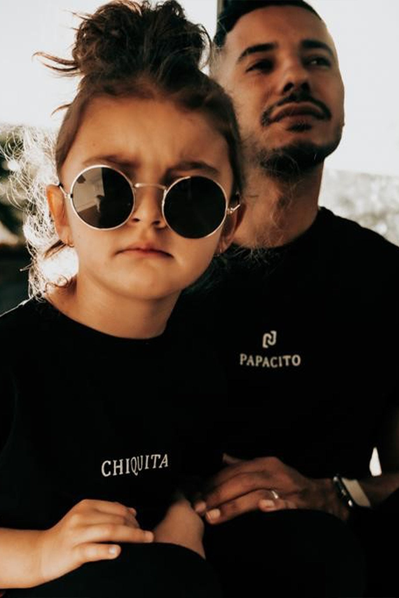 Duo t-shirt papa & fille noir coton bio - Papacito et Chiquita - JUNTOS