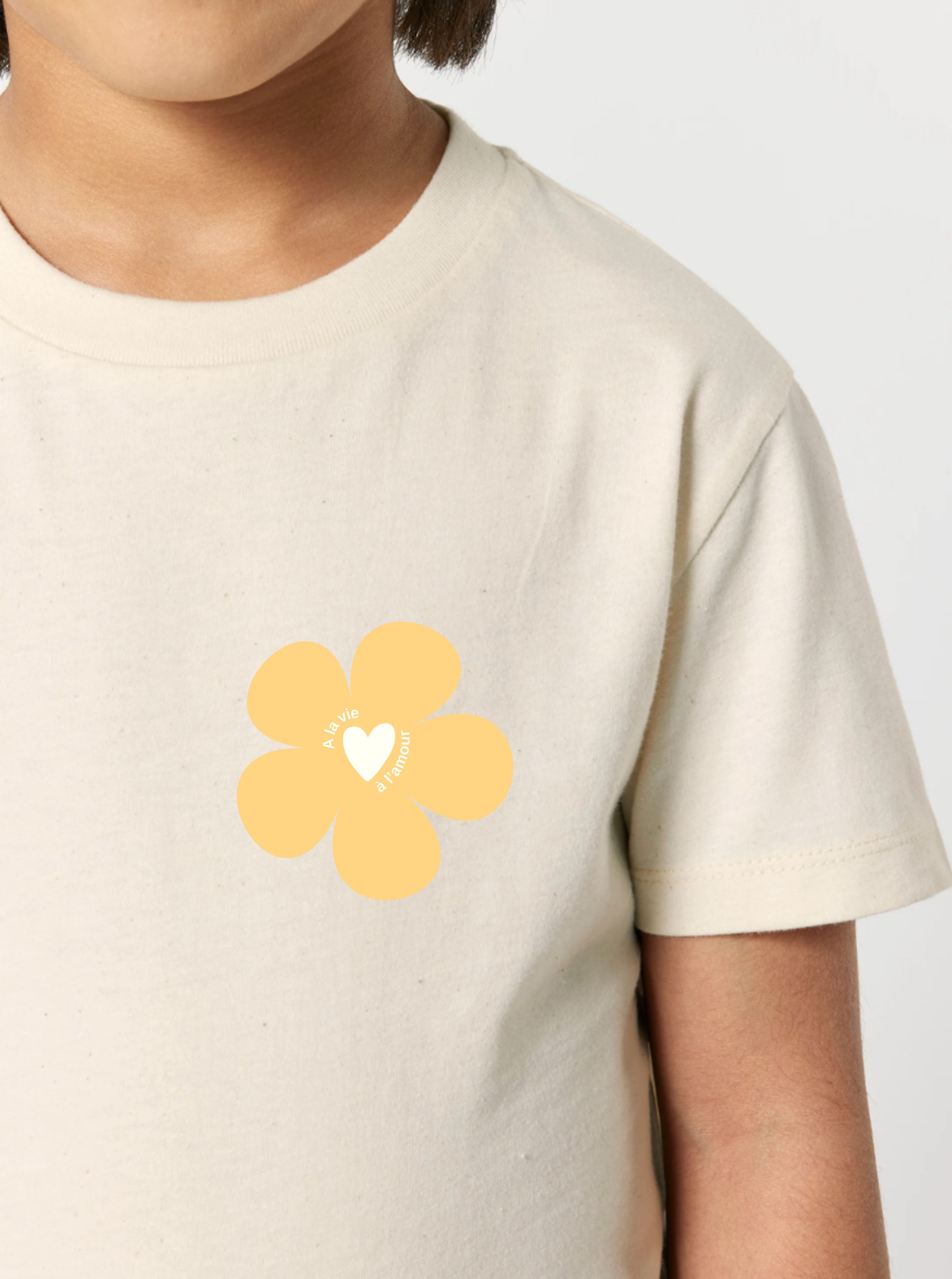 Duo de T-shirts Parent/Enfant "A la vie, à l'amour" - Jaune