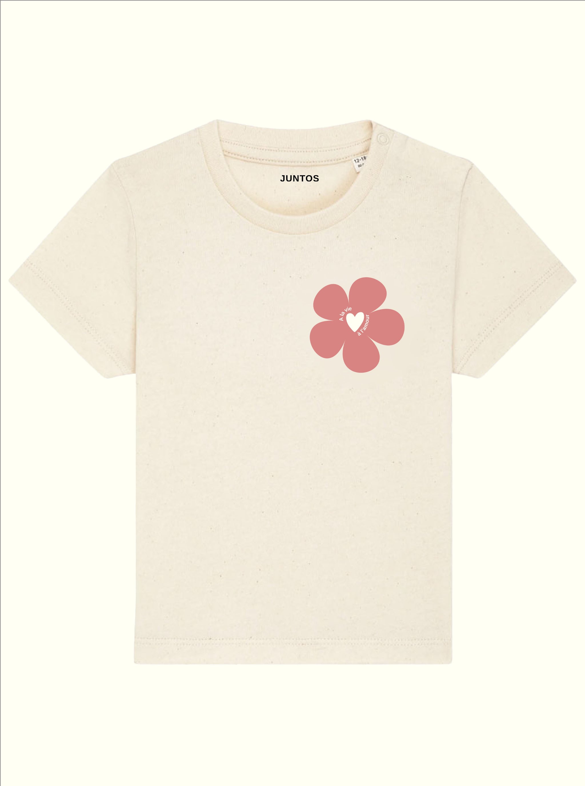 T-shirt Bébé Beige "A la vie à l'amour" - Rose