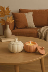 Bougie citrouille en jesmonite avec 130 g de cire végétale parfumée