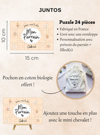 Puzzle prénom parrain et bébé pour annonce originale
