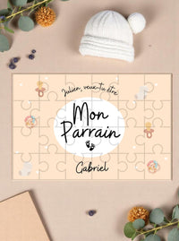 Présentation du puzzle personnalisé avec pochon et enveloppe