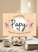 Puzzle “Tu vas être Papy” exposé sur un chevalet en bois (option)
