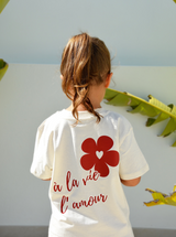 Duo de T-shirts Parent/Enfant "A la vie, à l'amour" - Bordeaux