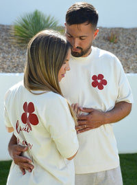 Duo T-shirts couple Beige "A la vie à l'amour" - Bordeaux - JUNTOS