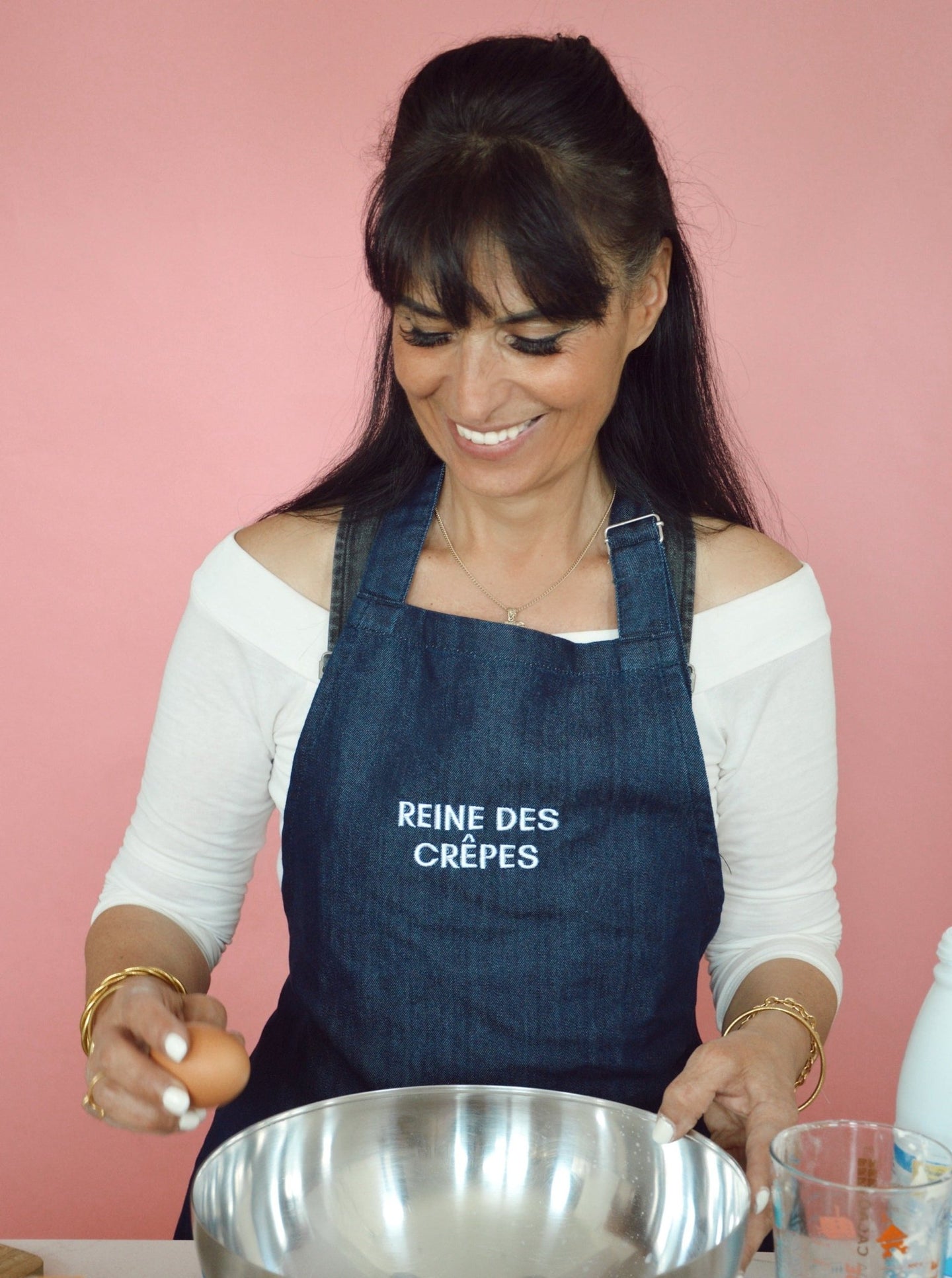 Tablier de cuisine femme personnalisé brodé "Reine des crêpes" - JUNTOS